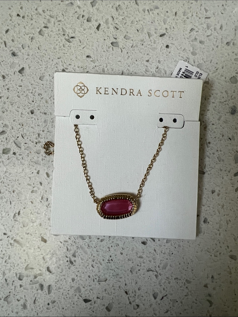 Kendra Scott Gold Chain Necklace with Pink Pendant Elisa Ridge